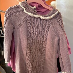 Elegant Cable Knit Sweater - Purple